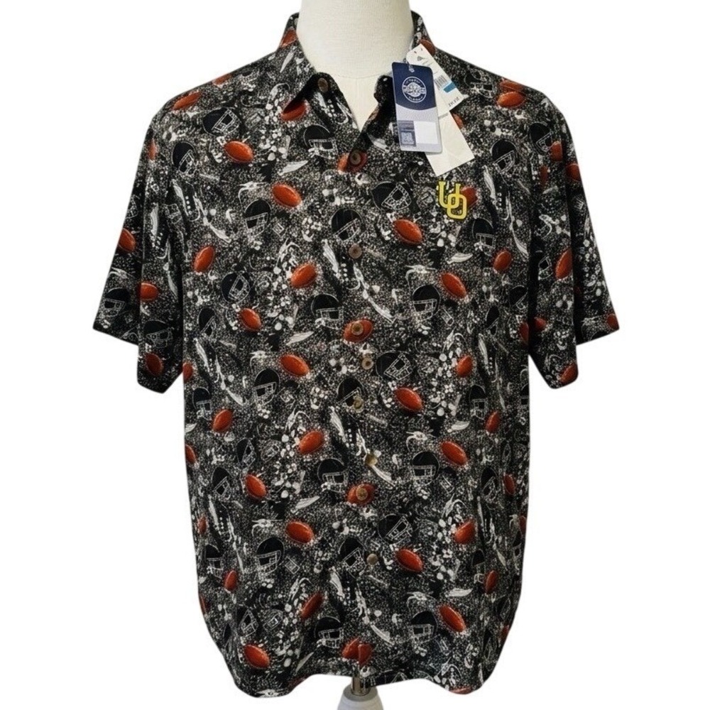 Tommy Bahama Veracruz Cay Turf Toss-Up Shirt L NWT Oregon Ducks Football Black